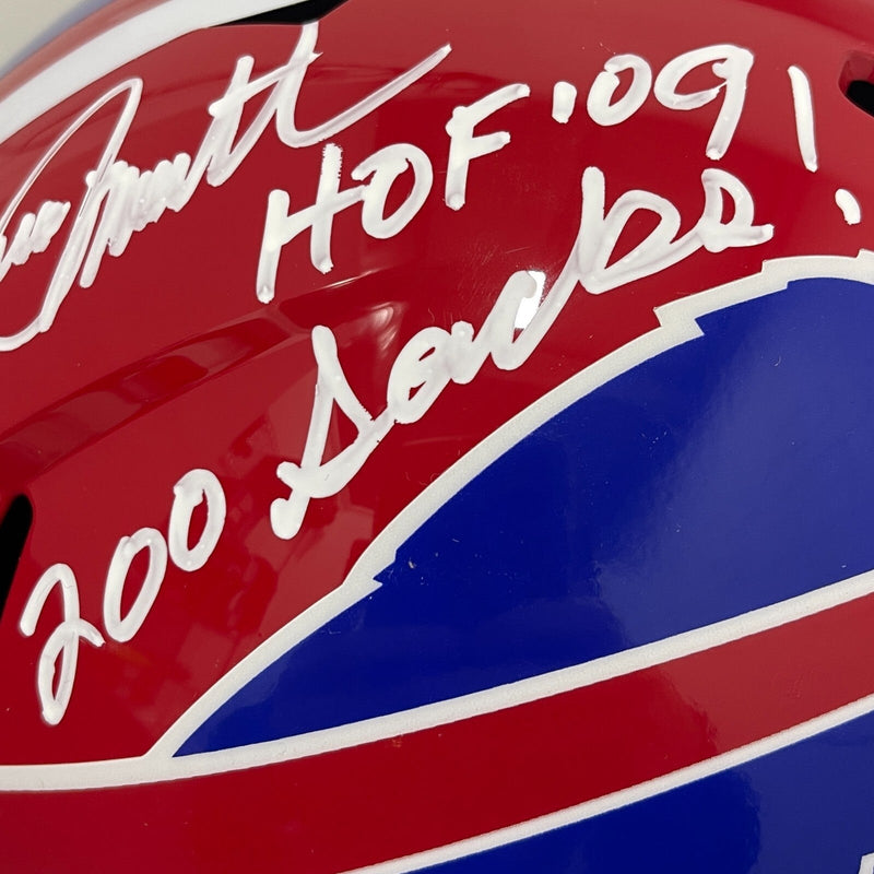 Bruce Smith Signed Bills TB FS Full Size Helmet w/ 3x Ins Beckett Wit BAS COA