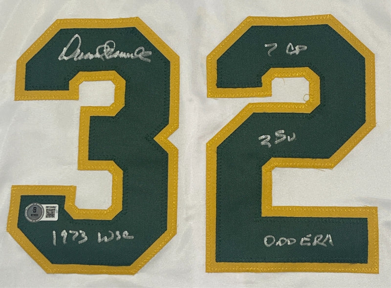 Darold Knowles Signed Athletics Custom Jersey w/ 1973 WS Ins Beckett Wit BAS COA