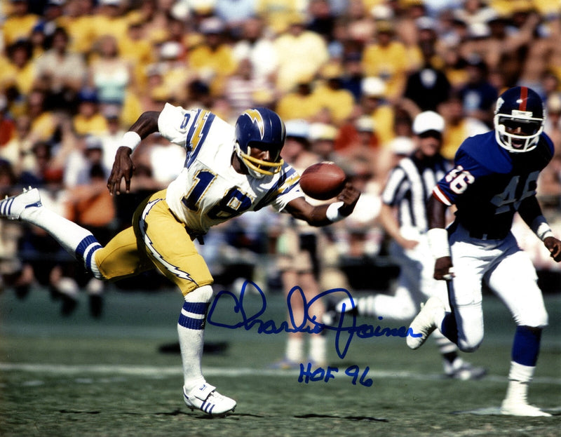 Charlie Joiner Signed San Diego Chargers 8x10 Photo w/ HOF 96 LSCM COA #1