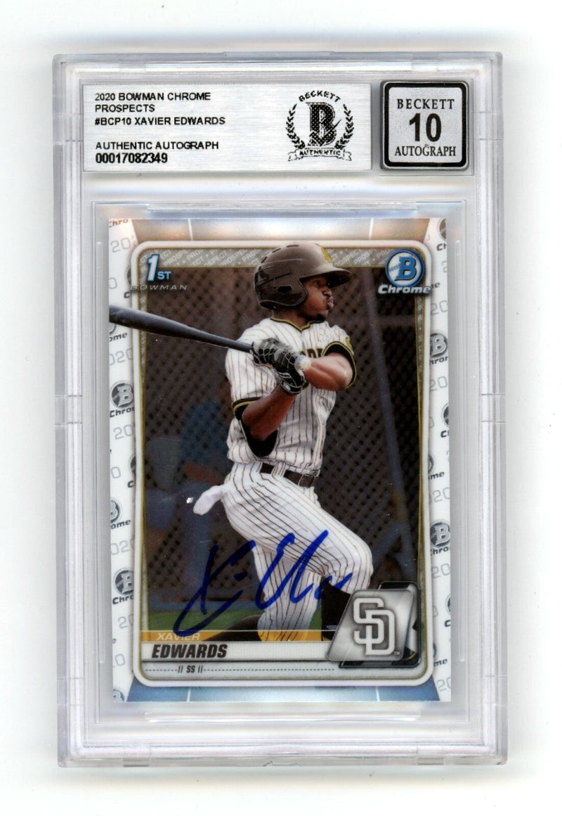 Xavier Edwards 2022 Bowman Chrome Prospects #BCP10 1st Signed BAS BGS 10 Auto