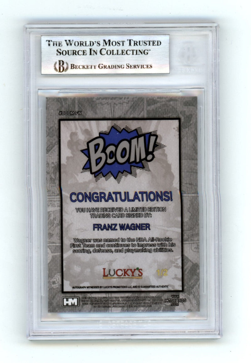 Franz Wagner 2024 Hits Memorabilia BOOM Blue #/2 Signed BGS BAS Auto Magic