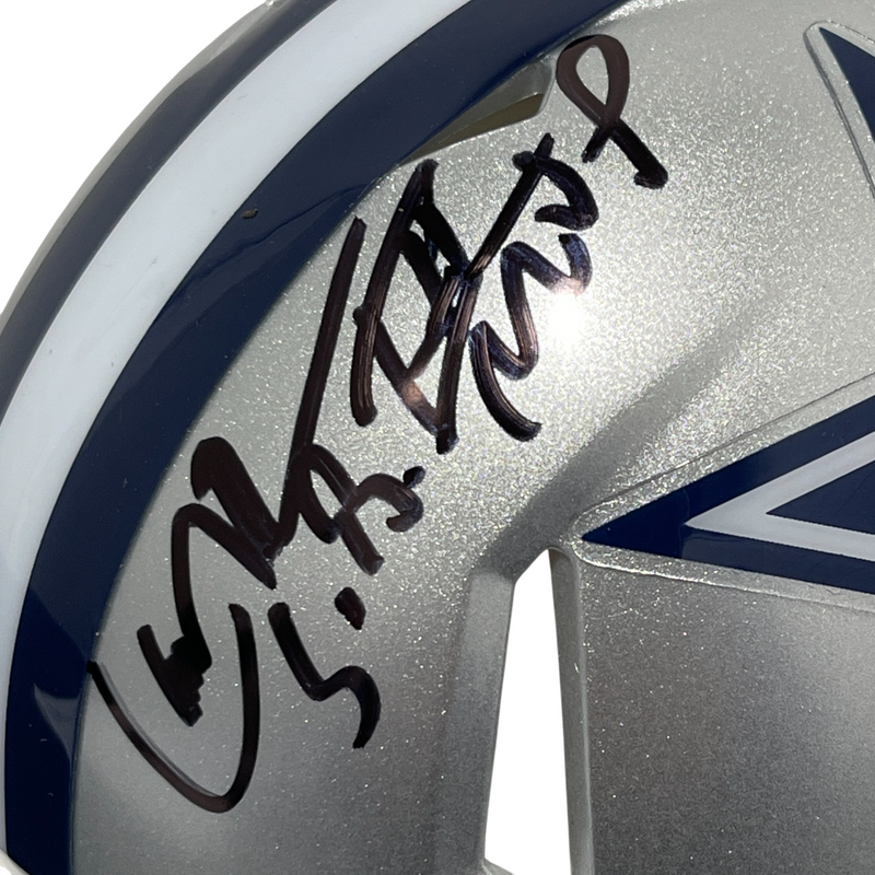 Larry Brown Signed Cowboys Speed Mini Helmet w/ SB XXX MVP Beckett Wit BAS COA