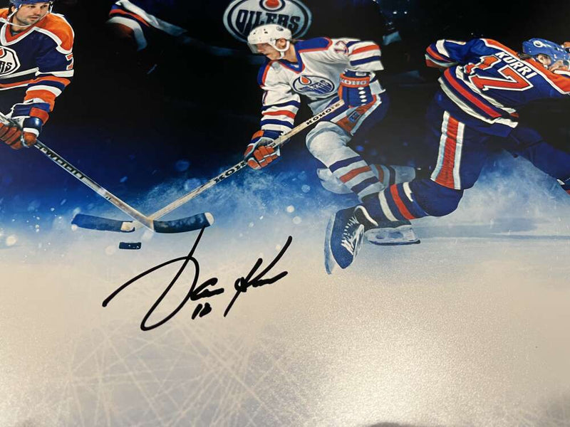 Wayne Gretzky Paul Coffey Jari Kurri Triple Signed Auto 36x18 Photo UDA COA