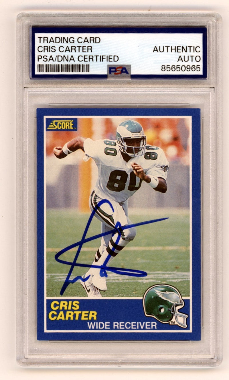 Cris Carter 1989 Score Football #72 Signed Rookie RC PSA Authentic Auto Eagles