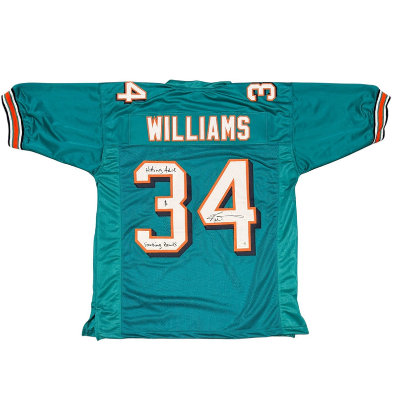 Ricky Williams Signed Miami Dolphins Custom Jersey w/ Weed Insc JSA Wit COA