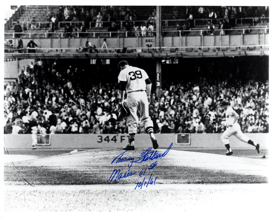 Tracy Stallard Signed Red Sox 8x10 Photo w/ Roger Maris 61st Ins LSCM COA