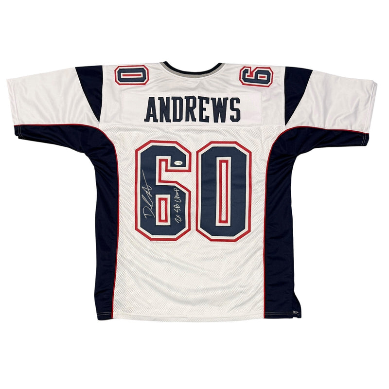 David Andrews Signed Patriots Custom Jersey w/ 2x SB Champ JSA Witness COA