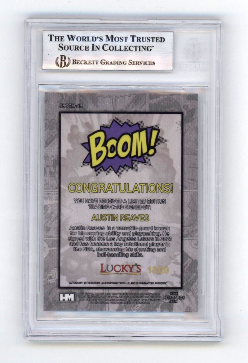 Austin Reaves 2024 Hits Memorabilia BOOM Silver JSY # 15/20 Signed BGS BAS Auto