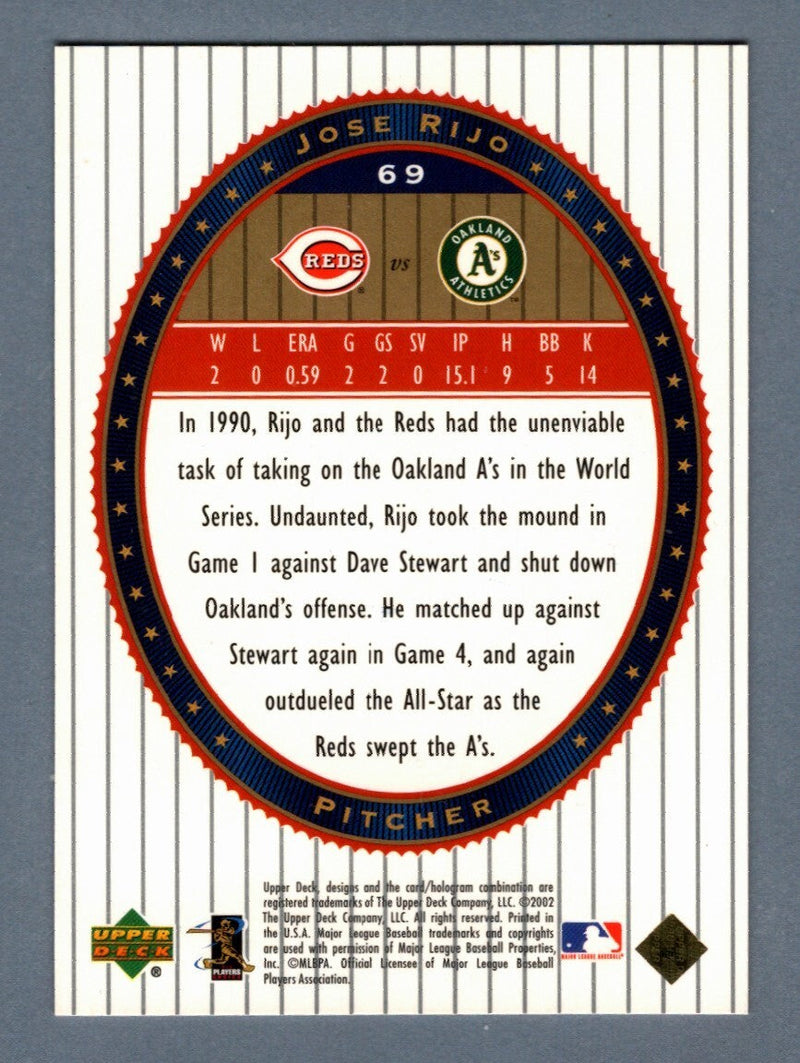 Jose Rijo Signed 2002 Upper Deck World Series Heroes 69 LSCM COA Cincinnati Reds