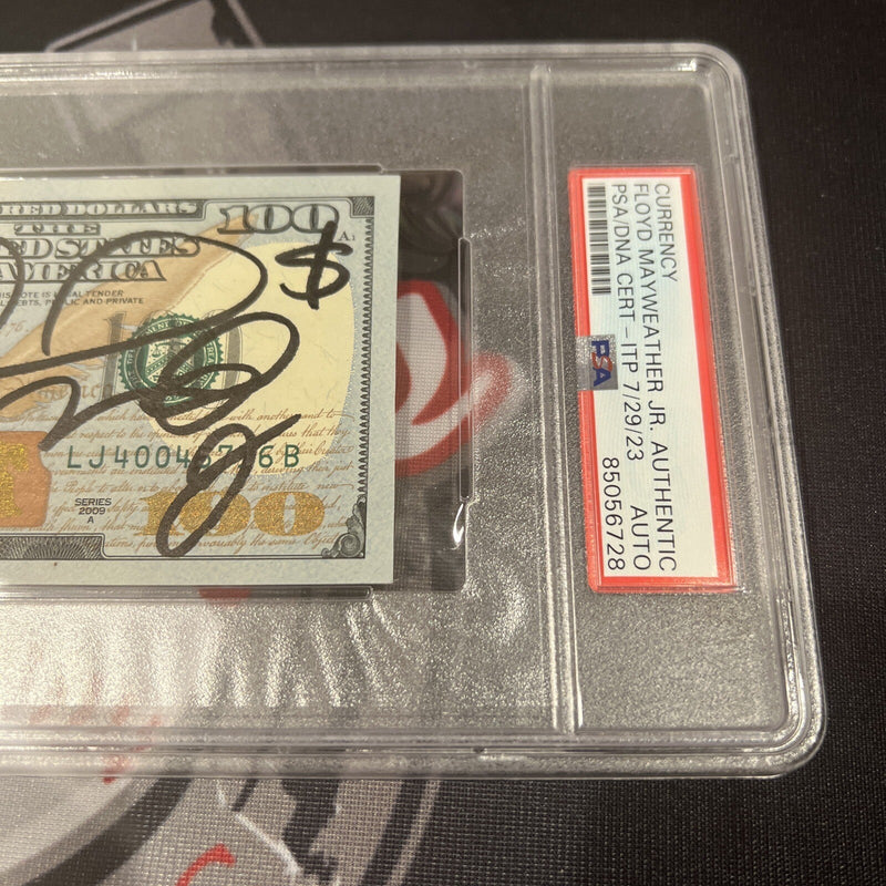 Floyd Mayweather Jr. Signed $100 Bill US Currency x4 Inscription PSA Auth Auto E