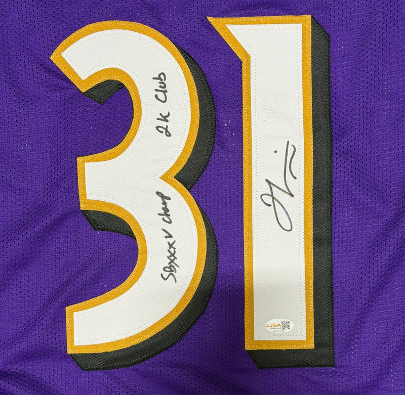 Jamal Lewis Signed Ravens Custom Jersey w/ SB XXXV Champ + 2K Club JSA Wit COA