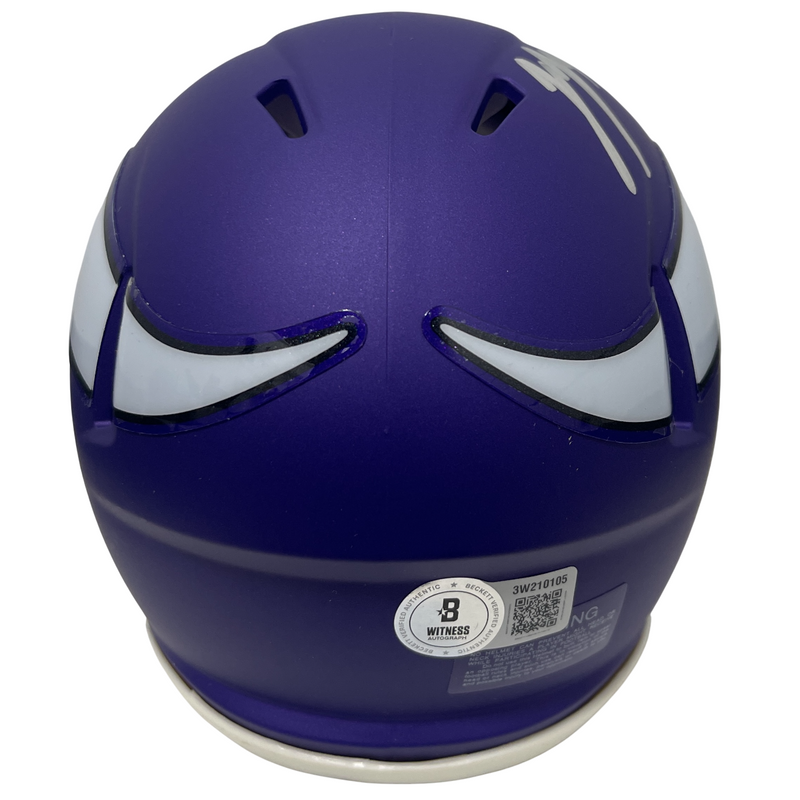 J.J. McCarthy Signed Minnesota Vikings Speed Mini Helmet Beckett Witness BAS COA