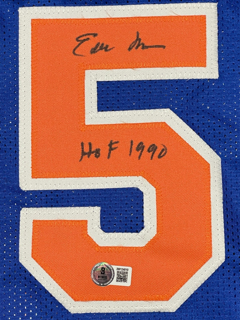 Earl Monroe Signed New York Knicks Custom Jersey w/ HOF 1990 Beckett Wit BAS COA