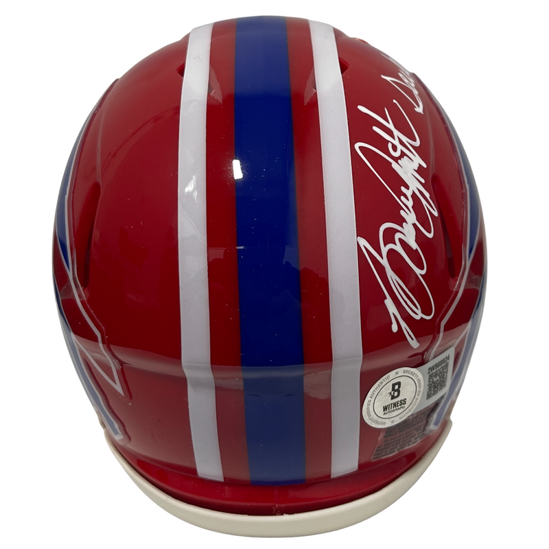 Bruce Smith Signed Bills TB Mini Helmet w/ Sackman Beckett Witness BAS COA