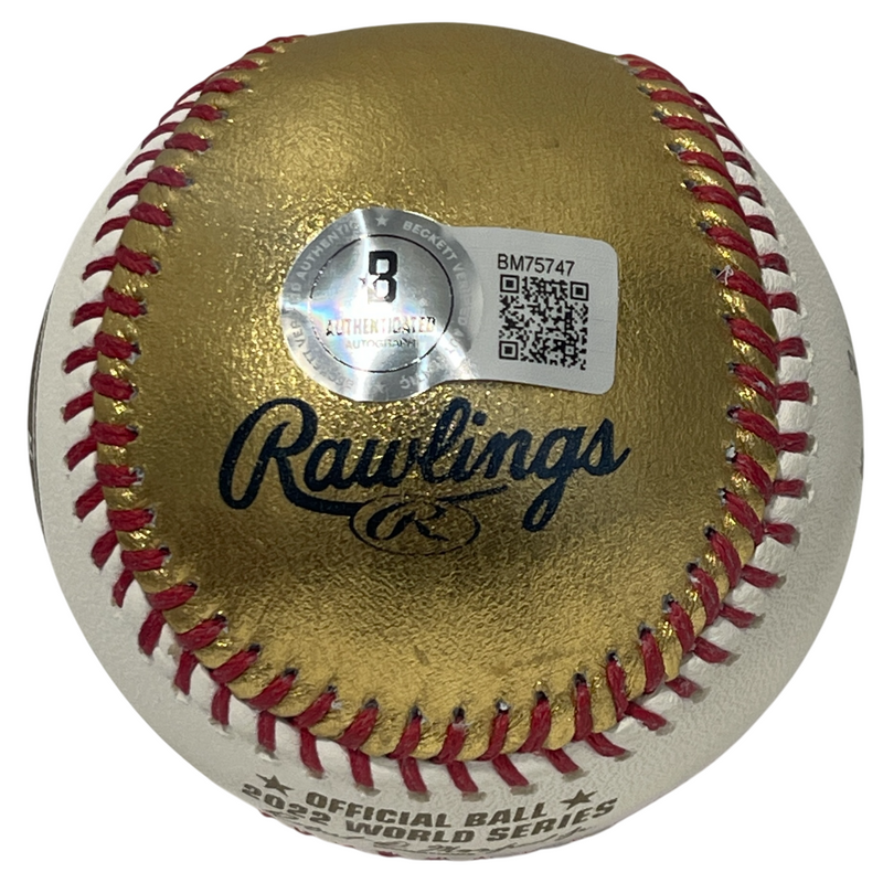 Trey Mancini Signed Auto Gold LE 2022 World Series Baseball Beckett BAS COA A