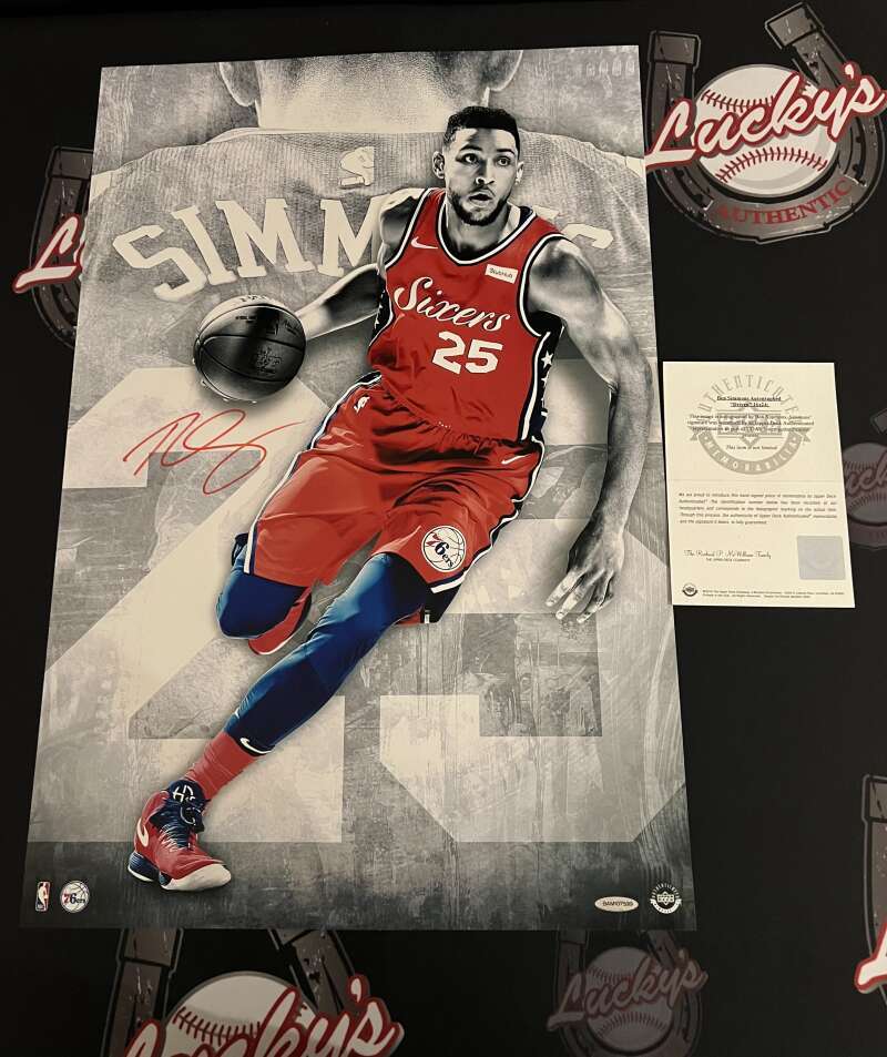 Ben Simmons Signed 16x24 Photo Driven Upper Deck UDA COA 76ers Red Ink