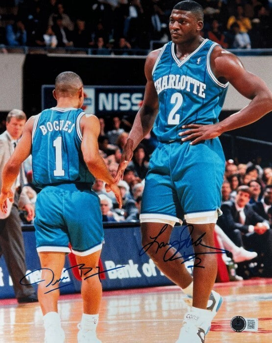 Muggsy Bogues & Larry Johnson Signed Hornets 11x14 Photo Beckett BAS COA #2