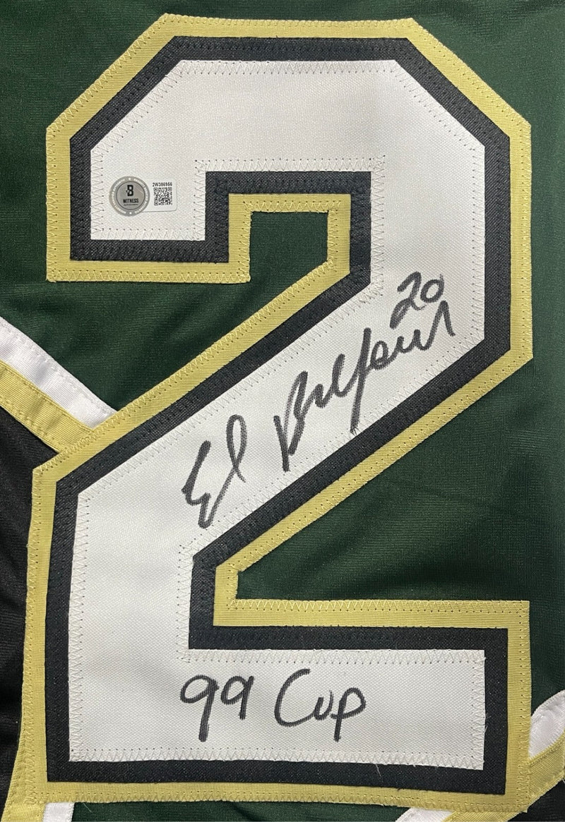 Ed Belfour Signed Dallas Stars Custom Jersey w/ 99 Cup Beckett Witness BAS COA