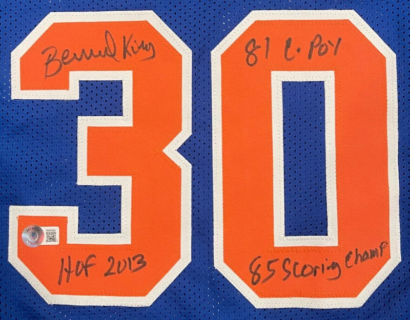 Bernard King Signed New York Knicks Custom Jersey w/ 3 Ins Beckett BAS COA