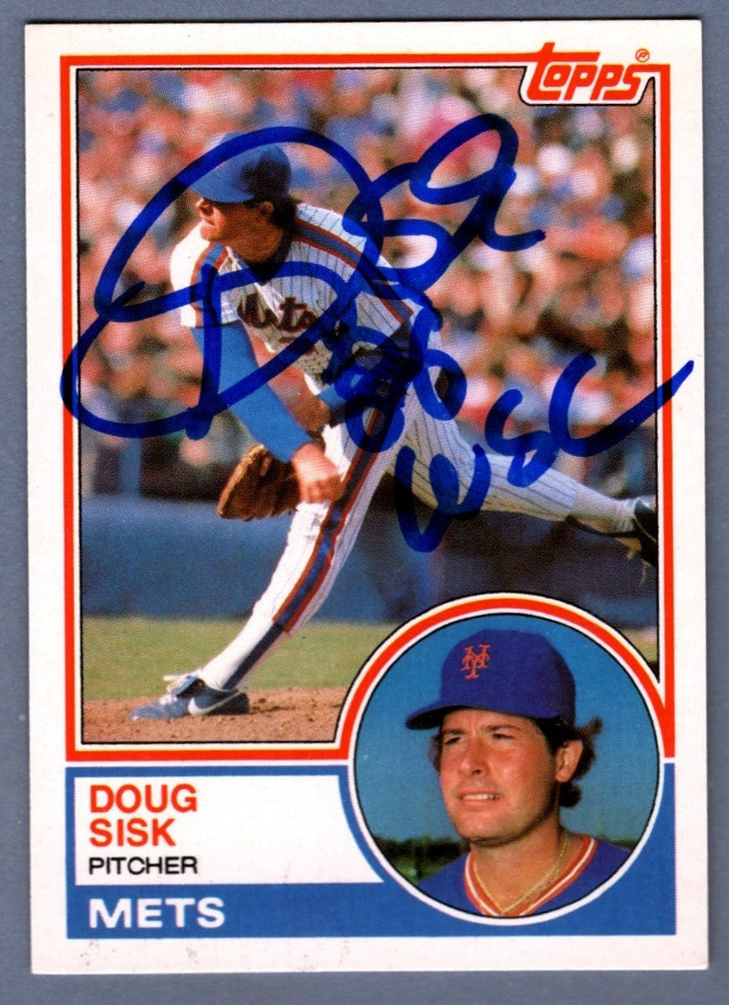 Doug Sisk Signed 1983 Topps Traded #105T Rookie RC w/ 86 WSC LSCM COA NY Mets