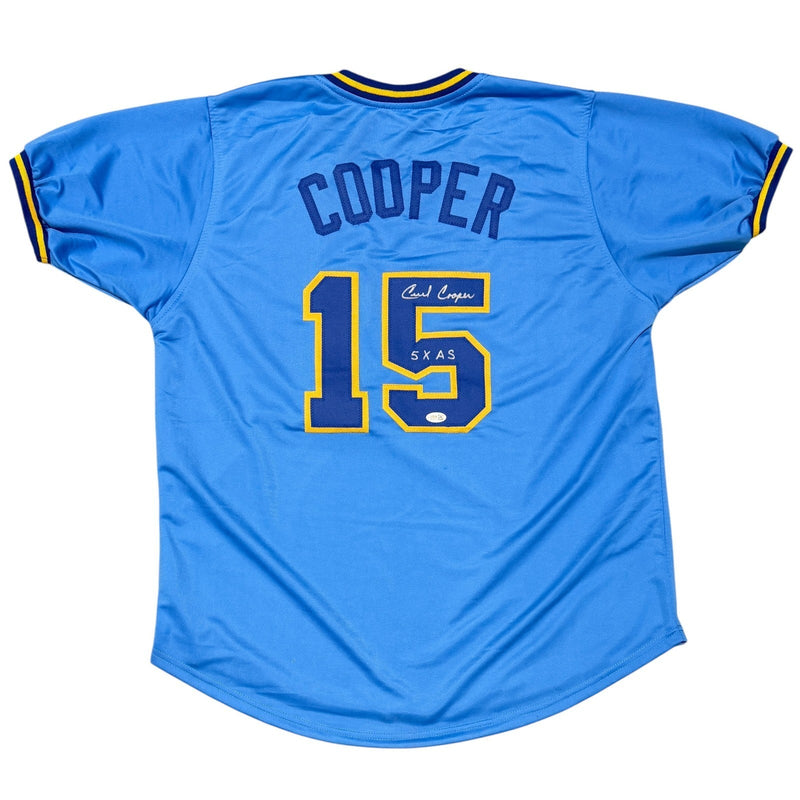 Cecil Cooper Signed Milwaukee Brewers Custom Jersey w/ 5x AS JSA Witness COA