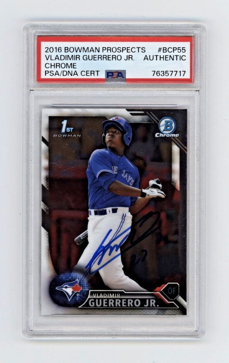 Vladimir Guerrero Jr 2016 Bowman Chrome Prospects #BCP55 RC Signed PSA Auth Auto