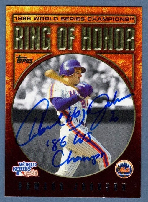 Howard Johnson Signed Auto 2008 Topps Ring of Honor MRH-HJ 86 WS Champs LSCM COA