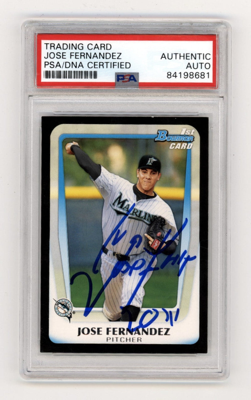 Jose Fernandez 2011 Bowman Draft w/ 2011 Insc. Signed RC PSA Authentic Auto