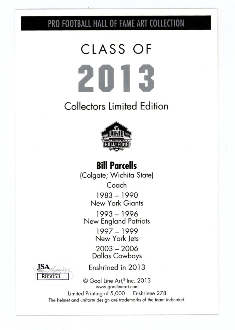 Bill Parcells Signed Auto GLAC Goal Line Art Card #278 w/ HOF 13 JSA COA Giants