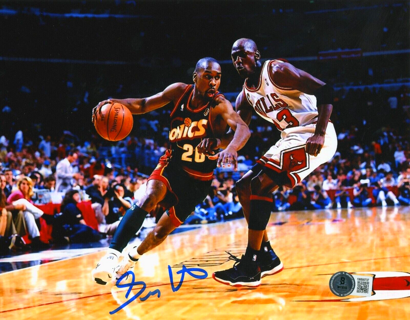 Gary Payton Signed Seattle Supersonics 8x10 Photo Beckett Witness BAS COA #2