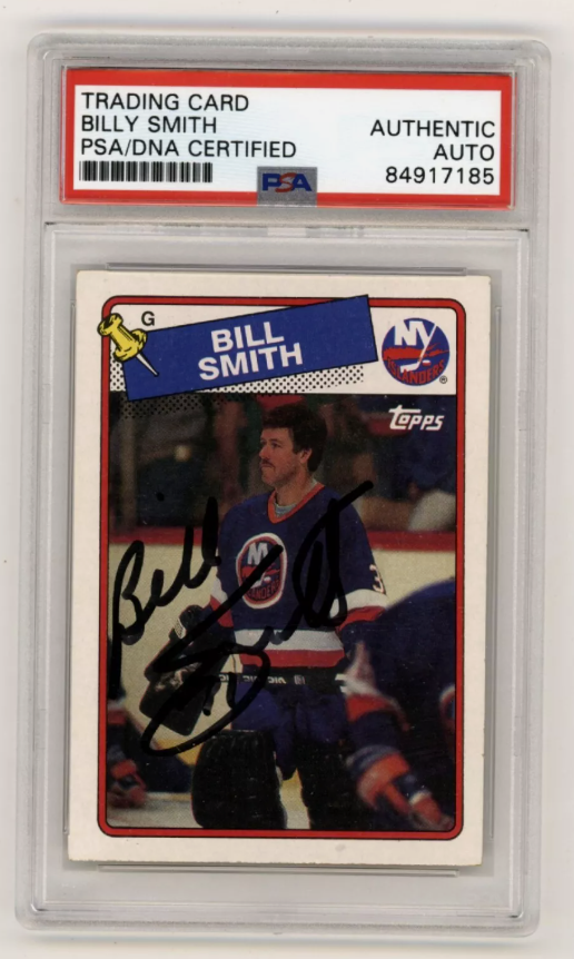 Billy Smith 1988-89 Topps #17 Signed PSA Authentic Auto Black Islanders HOF