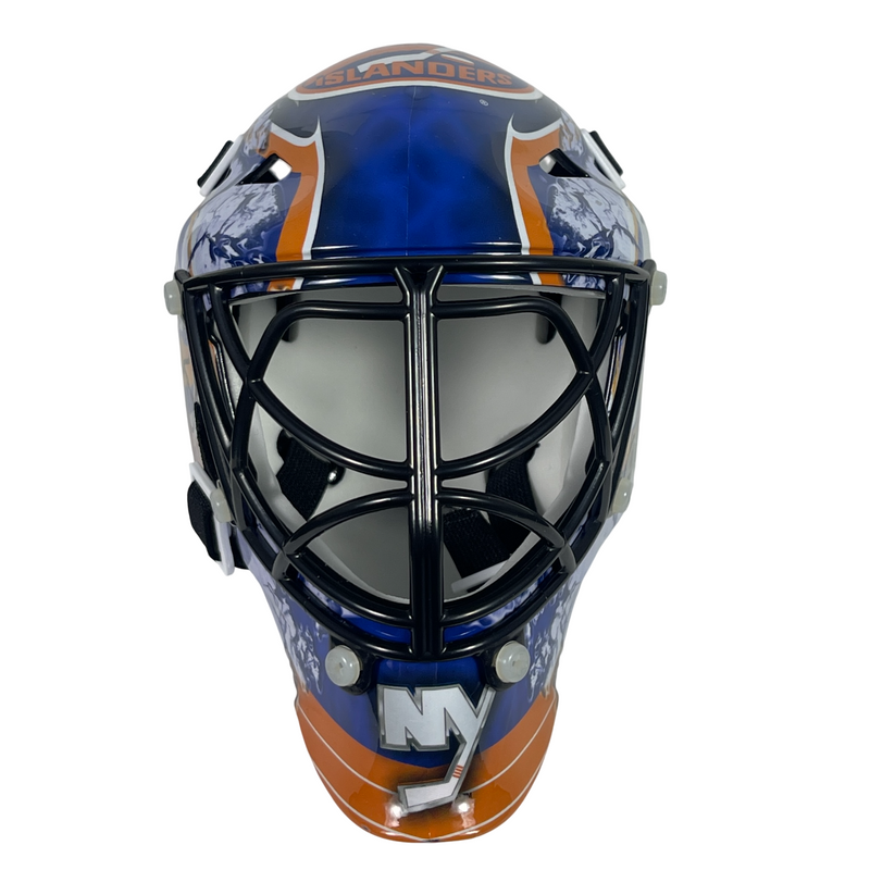 Billy Smith Signed Auto NY Islanders Mini Goalie Mask Beckett Witness BAS COA