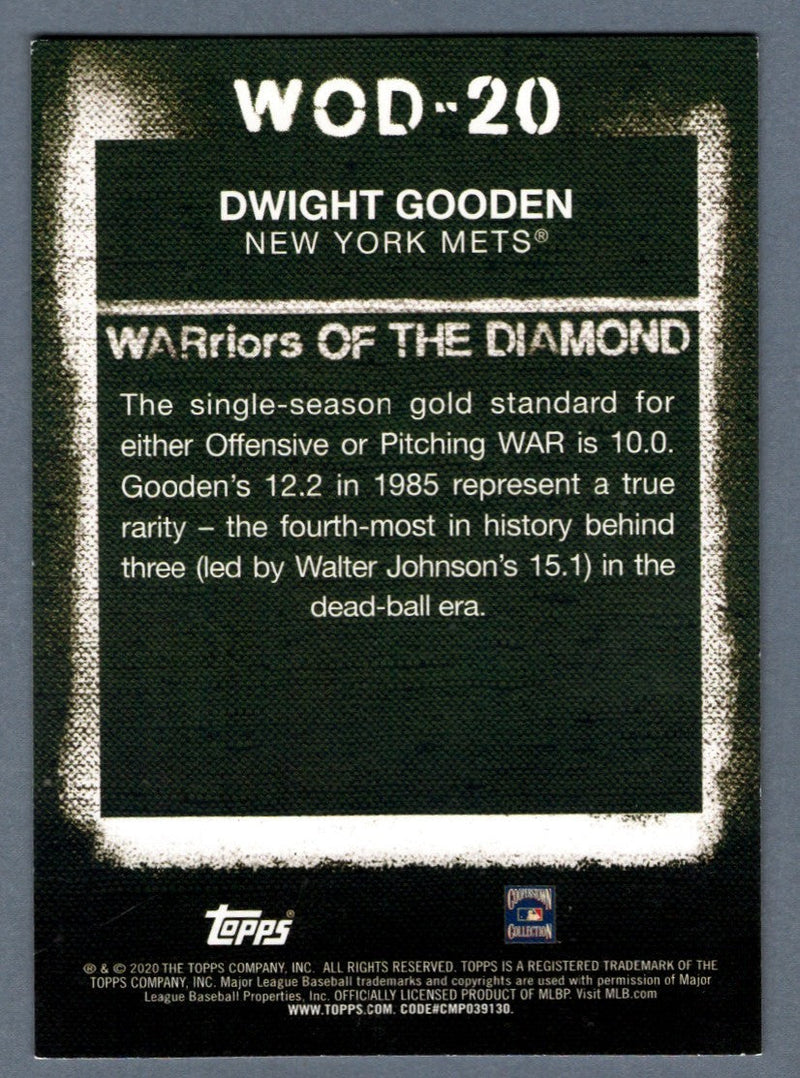 Dwight Doc Gooden Signed 2020 Topps WARriors of the Diamond #WOD-20 LSCM COA