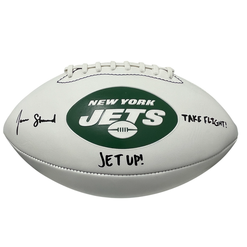 Jamien Sherwood Signed New York Jets White Football w/ 2x Ins Beckett W BAS COA