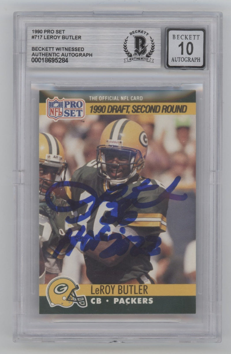 LeRoy Butler 1990 Pro Set #717 Signed Rookie RC w/ HOF 2022 Beckett BGS 10 Auto