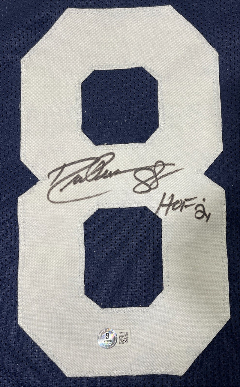 Drew Pearson Signed Cowboys Custom TB Jersey w/ HOF 21 Beckett Wit BAS COA