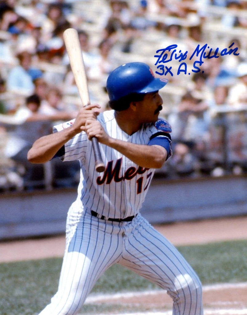 Felix Millan Signed New York Mets 8x10 Photo w/ 3x All Star Inscription LSCM COA