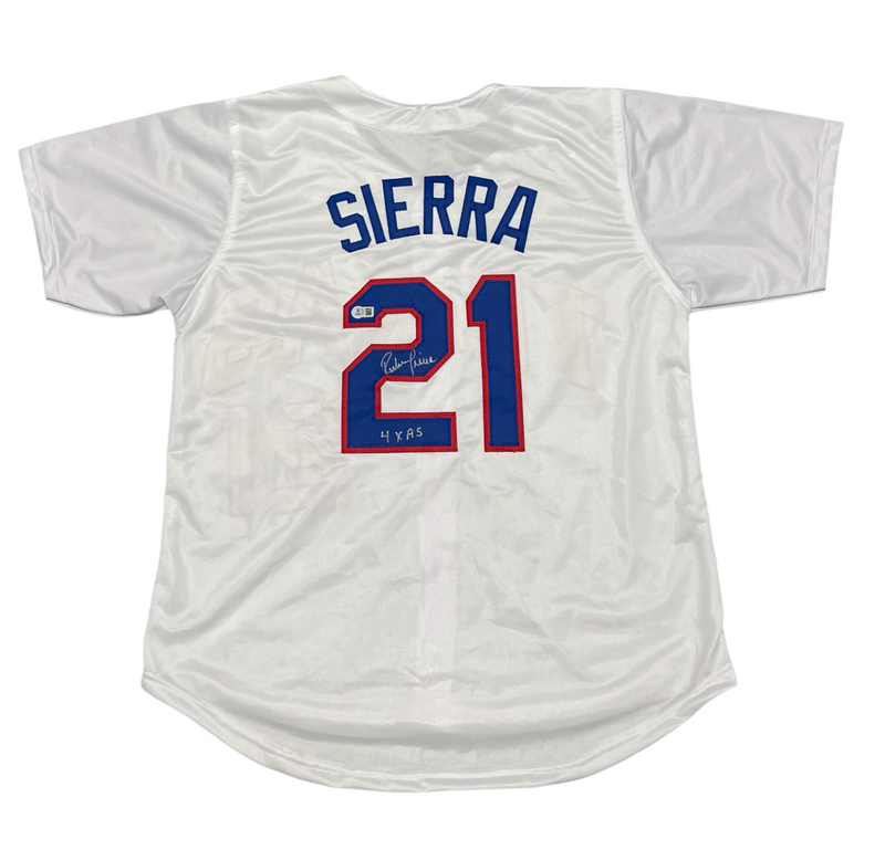 Ruben Sierra Signed Texas Rangers Custom Jersey w/ 4x AS Beckett Witness BAS COA