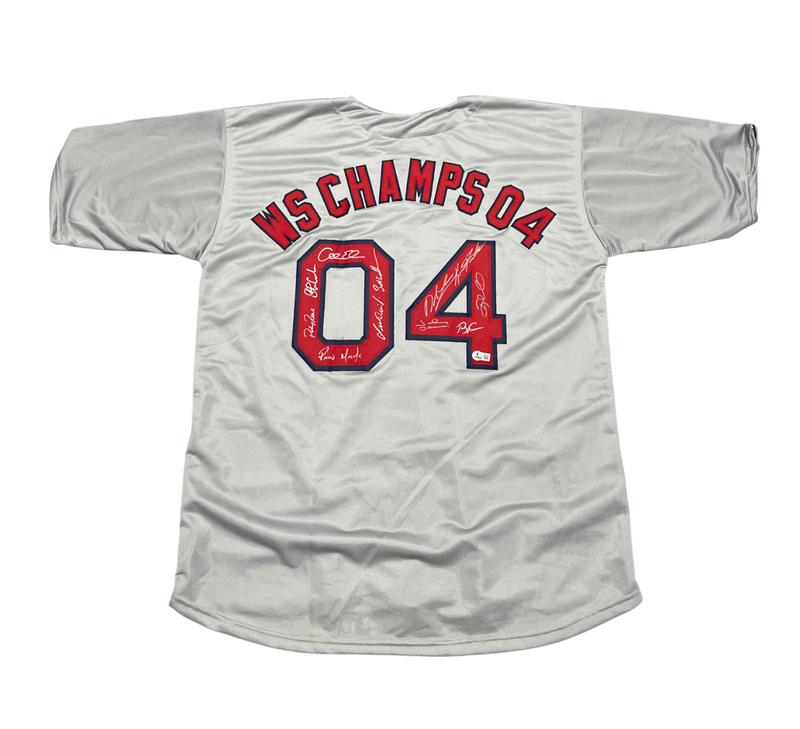 2004 Boston Red Sox Team Signed Custom Jersey w/ 11 Sigs Beckett BAS Wit COA