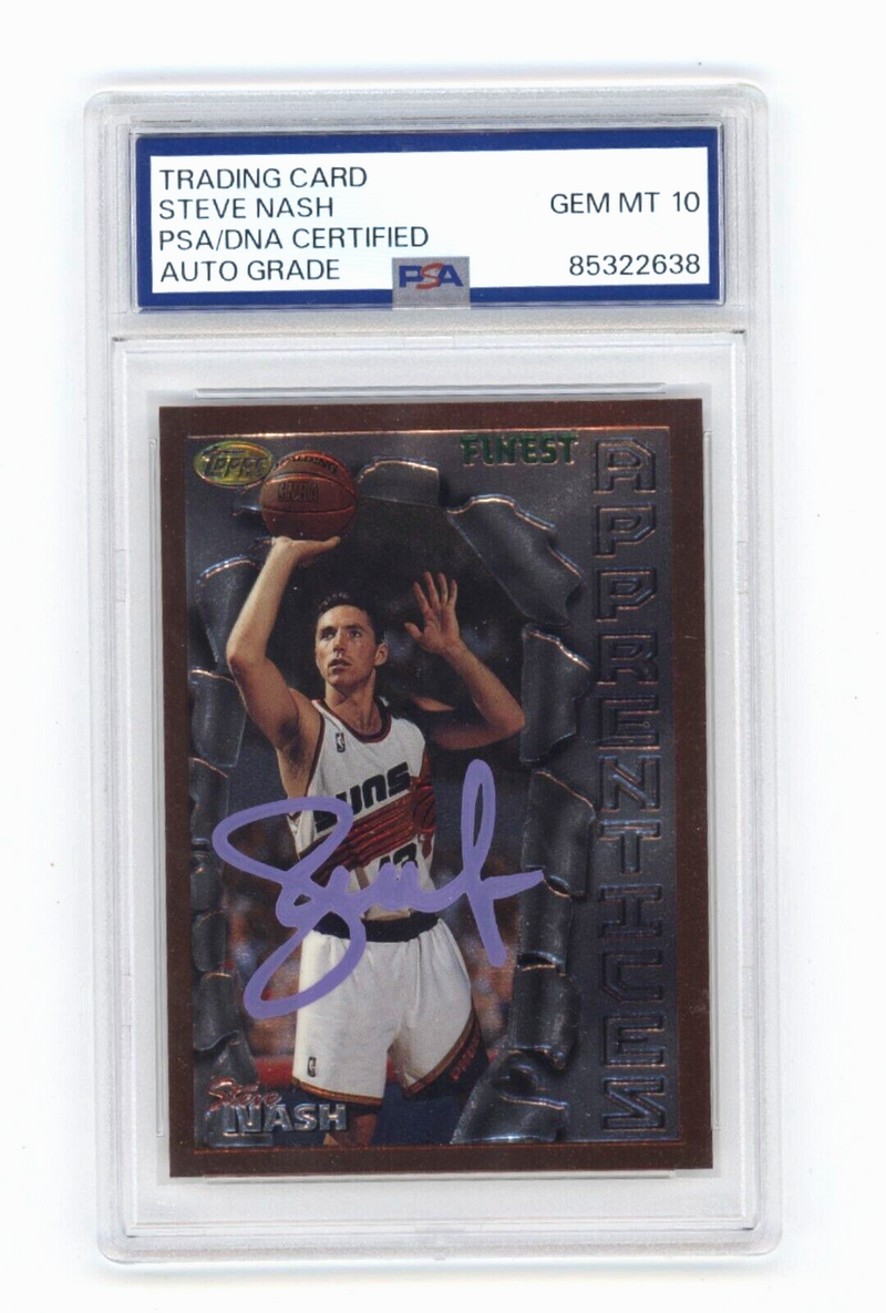Steve Nash 1996-97 Topps Finest #75 Rookie RC PSA 10 Auto Phoenix Suns HOF