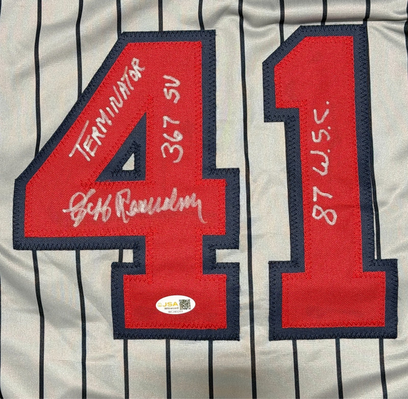 Jeff Reardon Signed Minnesota Twins Custom Jersey w/ 3 Insc JSA Witness COA