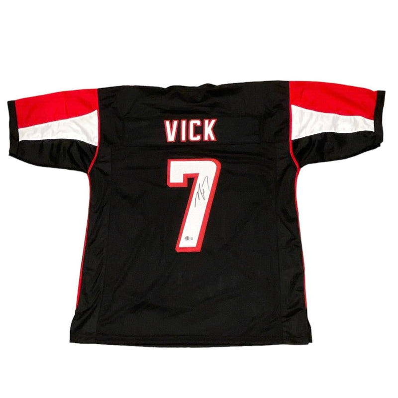 Michael Vick Signed Atlanta Falcons Custom Black Jersey Beckett Witness BAS COA