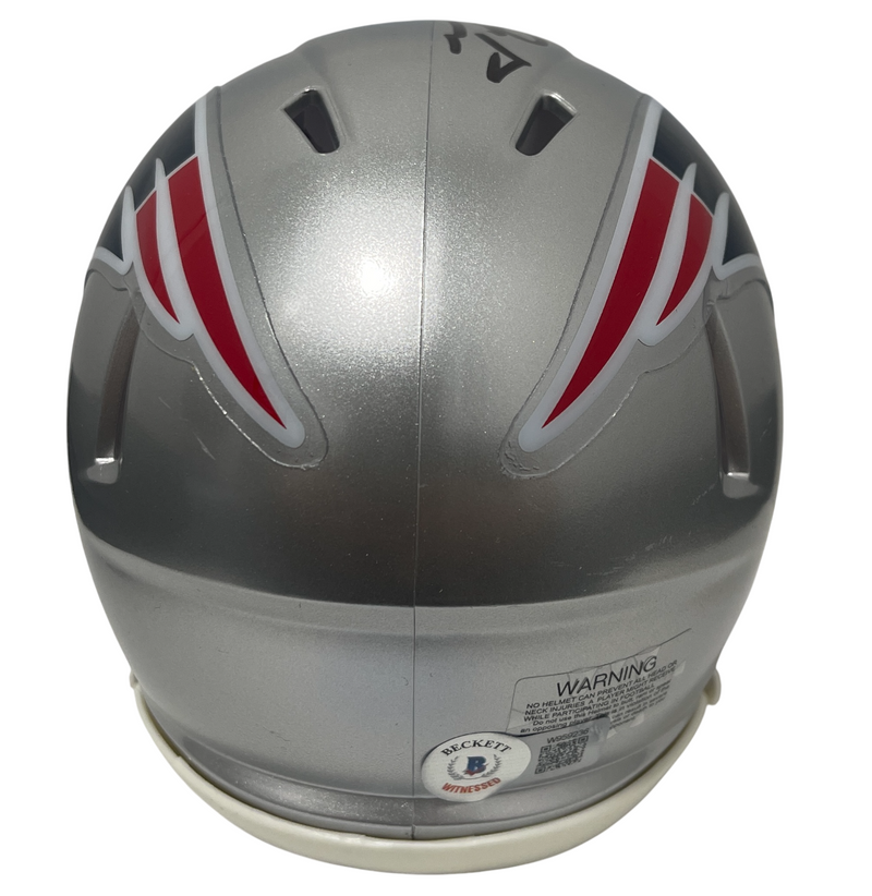 Tedy Bruschi Signed New England Patriots Speed Mini Helmet Beckett Wit BAS COA