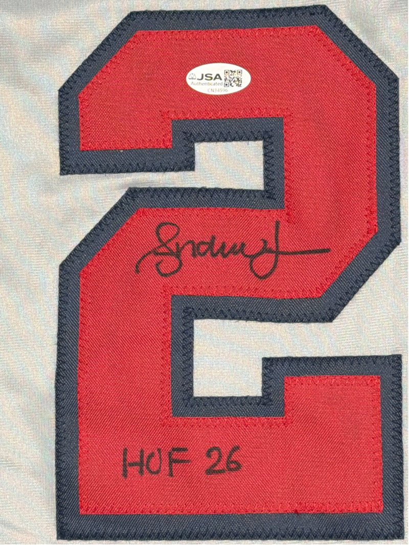 Andruw Jones Signed Autographed Atlanta Braves Custom Jersey w/ HOF 26 JSA COA