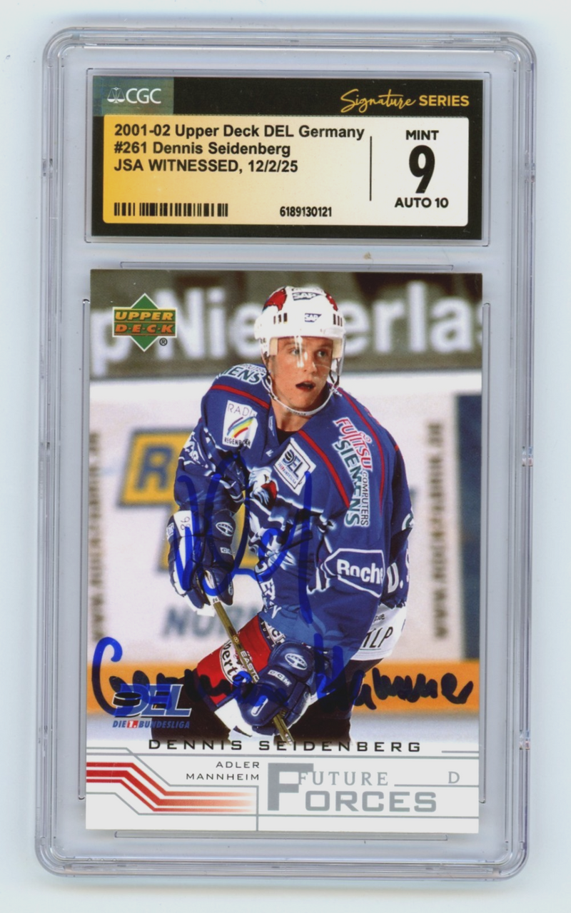 Dennis Seidenberg 2001-02 Upper Deck DEL German Hammer Signed JSA CGC 9 10 Auto