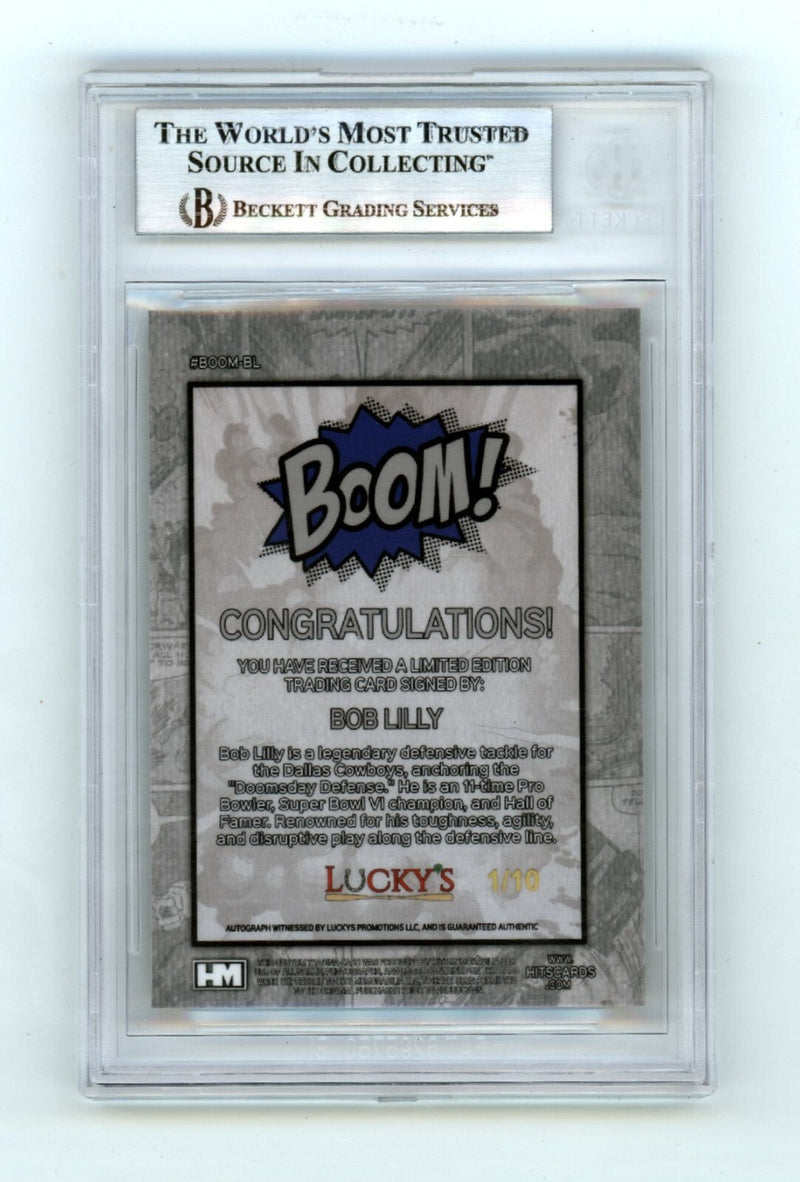 Bob Lilly 2024 Hits Memorabilia BOOM Gold #/10 Signed BGS BAS Auto HOF 1980 Insc
