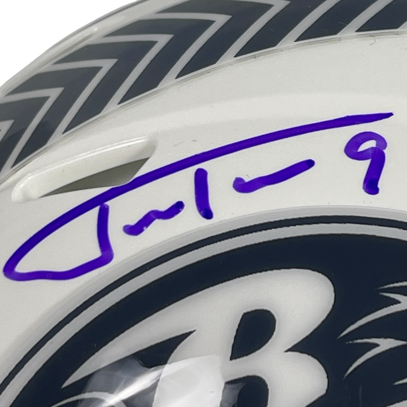 Justin Tucker Signed Ravens Salute 2024 Mini Helmet Beckett Witness BAS COA