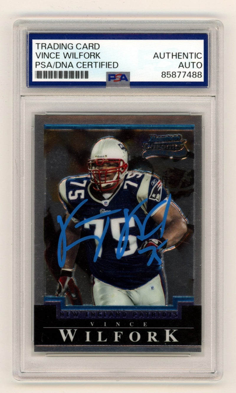 Vince Wilfork 2004 Bowman Chrome #133 Signed Rookie RC PSA Authentic Auto