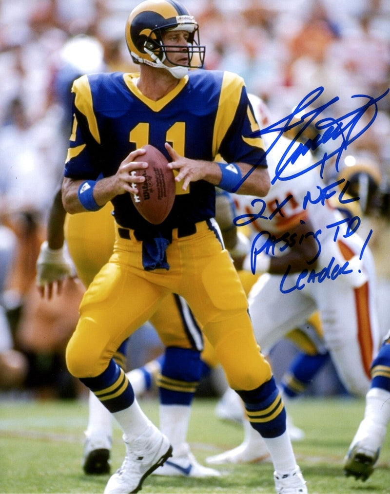 Jim Everett Signed Los Angeles Rams 8x10 Photo w/ 2x NFL TD Leader Insc LSCM COA