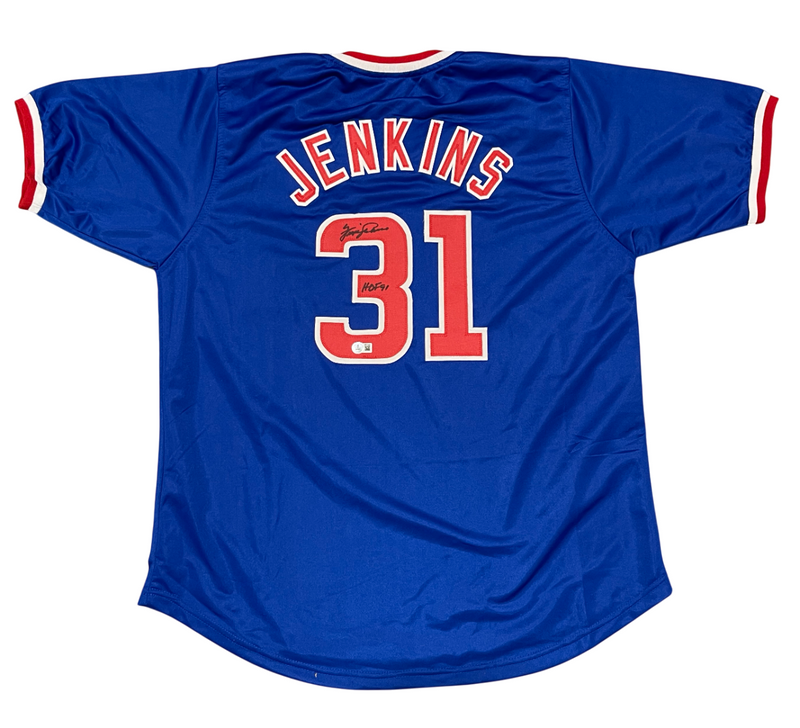 Fergie Jenkins Signed Chicago Cubs Custom Jersey w/ HOF 91 Beckett Wit BAS COA
